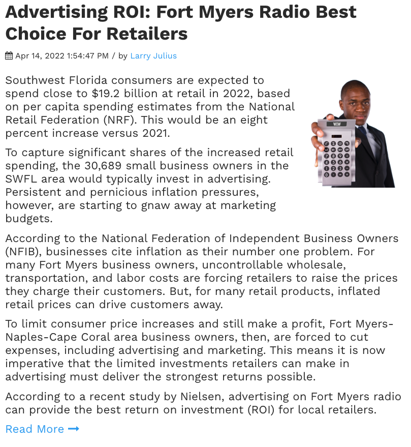 Advertising Return On Investment In Fort Myers EOY 2022