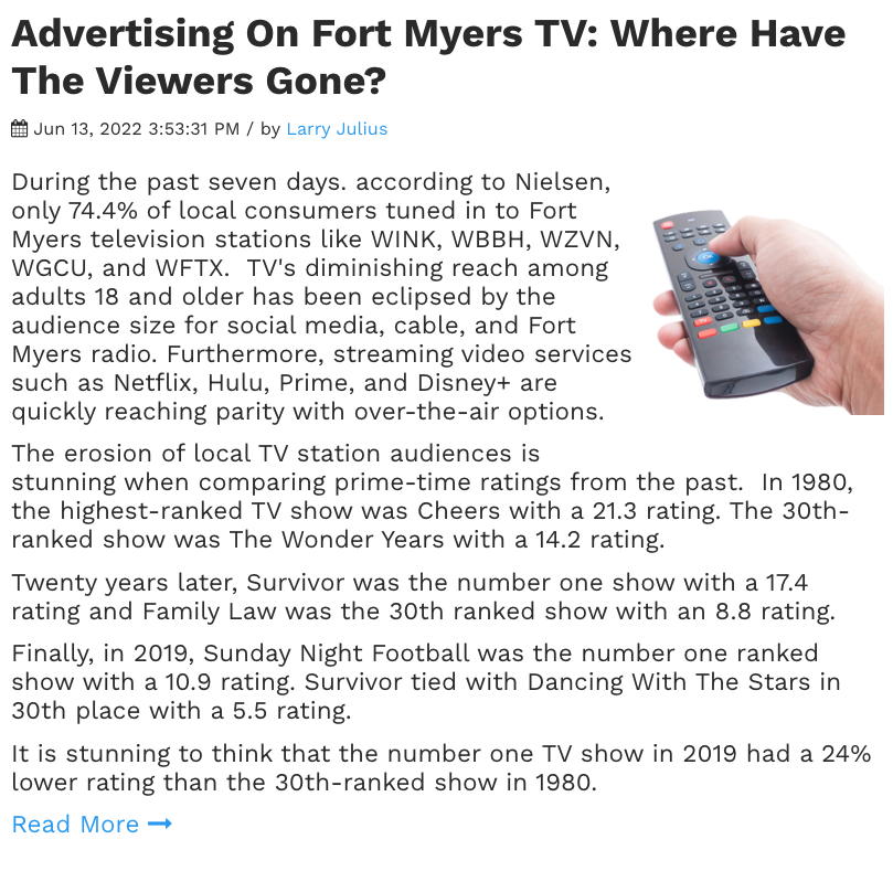 Television Advertising In Fort Myers EOY 2022